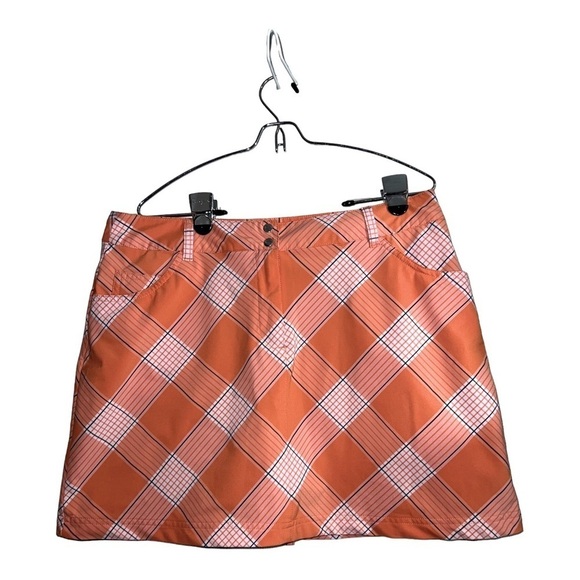 SLAZENGER Orange Geo Print Active Golf Sports Skort Sz 10 - Picture 1 of 9